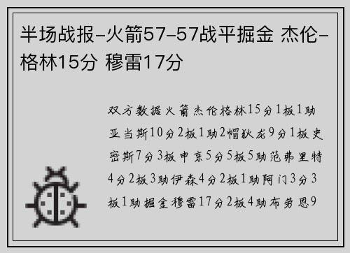 半场战报-火箭57-57战平掘金 杰伦-格林15分 穆雷17分